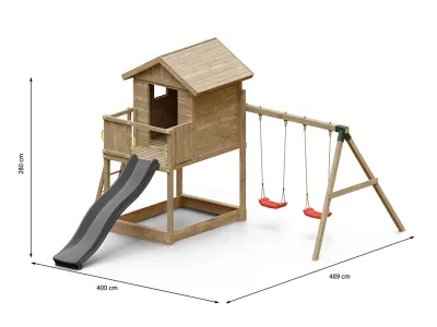 Spielturm Stelzenhaus Galaxy S inkl. Doppelschaukel kesseldruckimprägniert + Rutsche grau Produktbild #7