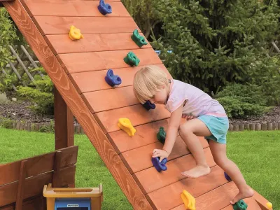 Spielturm Giant Move teakfarben inkl. Rutsche gelb Produktbild #11