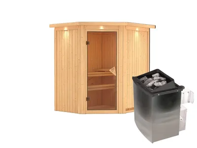 Sauna Systemsauna Taurin mit Dachkranz, inkl. 9 kW Ofen mit integrierter Steuerung Produktbild #8