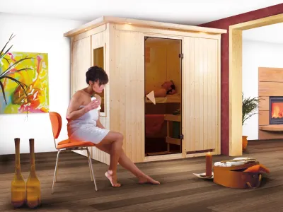 Sauna Systemsauna Fanja mit Dachkranz Produktbild #1
