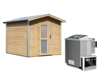 Saunahaus Bosse 1 mit Milchglastür & Vorraum, inkl. 9 kW Bio-Kombiofen mit externer Steuerung Produktbild #2