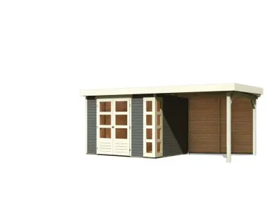 Gartenhaus SET Kerko 5 19 mm terragrau, inkl. 2,8 m Anbaudach + Rückwand Produktbild #2