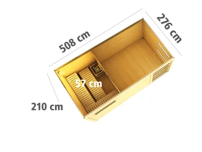Saunahaus Hygge Grau mit Schiebetür & Vorraum, inkl. 9 kW Saunaofen mit externer Steuerung Produktbild #4