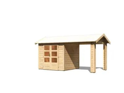 Gartenhaus SET Theres 3 28 mm naturbelassen inkl. 2,6 m Dachausbauelement Produktbild #2