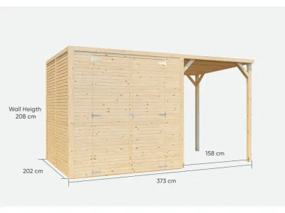 Bikebox Gerätehaus Fiete 3 mit Anbaudach Rhombusprofil 18 mm natur Produktbild #5