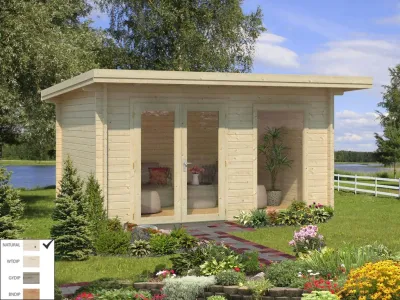 Gartenhaus Blockbohlenhaus Heidi 11,7 m² 44 mm naturbelassen Produktbild #1