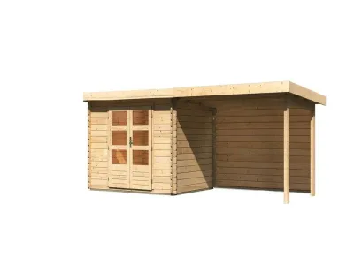 Gartenhaus Blockbohlenhaus SET Bastrup 3 28 mm naturbelassen, inkl. 3 m Anbaudach + Rückwand Produktbild #8