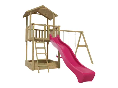 Spielturm Tilly Classic mit Doppelschaukel KDI inkl. Rutsche pink + Sitze pink Produktbild #5