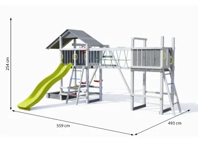 Spielturm Smart 1 Bridge grau/weiß inkl. Rutsche gelb Produktbild #8