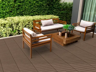 WPC Terrassenfliese Braun geriffelt Produktbild #5