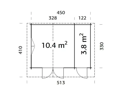 Gartenhaus Blockbohlenhaus Emma 14,2 m² 34 mm grau tauchimprägniert Produktbild #3