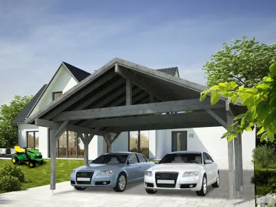 Carport Robert 20,6 m² grau tauchimprägniert Produktbild #1