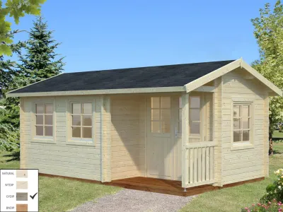 Gartenhaus Blockbohlenhaus Susanna 12,4 m² 44 mm grau tauchimprägniert Produktbild #1