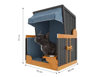 Hundestrandkorb Vind anthrazit-blau-weiß inkl. Schutzhülle Produktbild #7