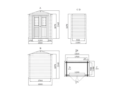 Gartenhaus BBH "Mini 2 A" 28 mm Satteldach Produktbild #4