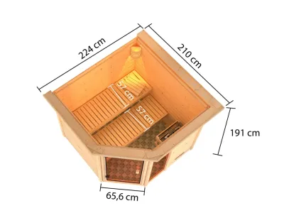 Sauna Tabea mit bronzierter Glastür und Dachkranz Produktbild #2