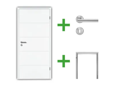 Türenset Royal 451 Weißlack RAL 9016 - Türblatt, Zarge, Drückergarnitur Produktbild #2