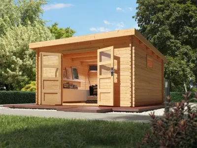 Gartenhaus Blockbohlenhaus Torgau 5 38 mm naturbelassen Produktbild #2