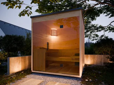 Gartensauna Lilly natur SPARSET 9kW Bio-Ofen und ext. Strg. Produktbild #1