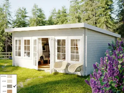 Gartenhaus Blockbohlenhaus Lisa 19,4 m² 44 mm grau tauchimprägniert Produktbild #1