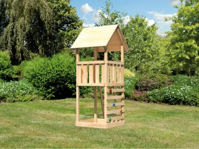 Spielturm Lotti naturbelassen inkl. Kletterwand Produktbild #1