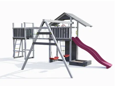 Spielturm Smart 2 Bridge grau-weiß inkl. Rutsche pink Produktbild #6