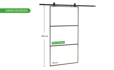 Glastür, Glasschiebetür mit Soft-Stop-Funktion, Klarglas 76 x 205 cm Produktbild #2