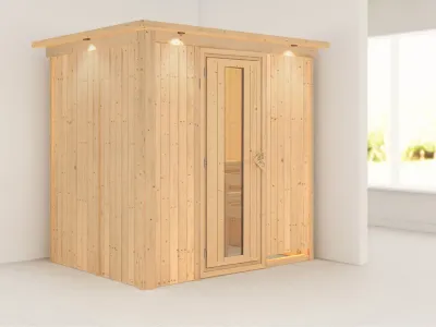 Systemsauna Bodin mit Dachkranz, Holztür mit Isolierglas Produktbild #1