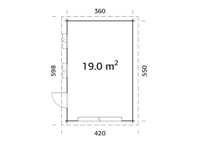 Garage Rasmus 19,0 m² mit Sektionaltor 44 mm naturbelassen Produktbild #3