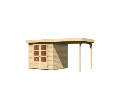 Gartenhaus SET Askola 3,5 19 mm naturbelassen, inkl. 2,4 m Anbaudach Produktbild #4