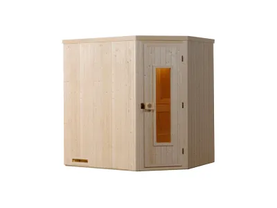 Sauna Elementsauna Varberg 1 HT isolierte Holztür mit Glasausschnitt Produktbild #2