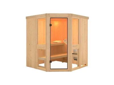 Sauna Amelia 2 naturbelassen mit bronzierter Ganzglastür Produktbild #4