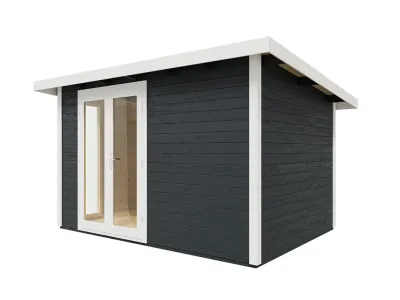 Gartenhaus Homeoffice Karvo 1 28 mm Anthrazit-Weiß Produktbild #4