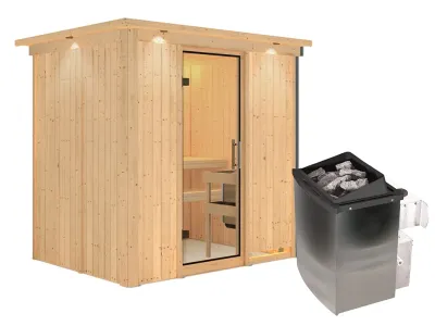 Sauna Systemsauna Bodin mit Dachkranz, inkl. 9 kW Ofen mit integrierter Steuerung Produktbild #7