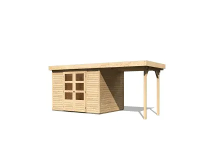Gartenhaus SET Askola 5 19 mm naturbelassen inkl. 2,4 m Anbaudach Produktbild #4
