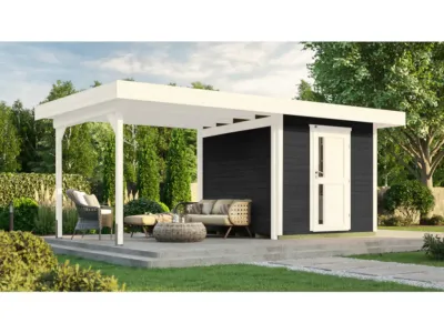 Gartenhaus Designhaus 172 B Gr. 2 28 mm anthrazit inkl. Anbau 2,95 m Produktbild #1