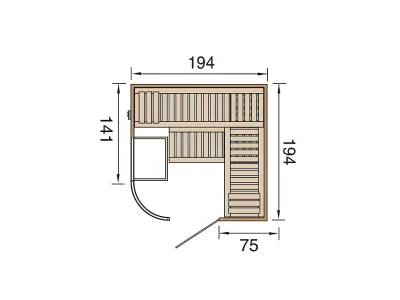 Sauna Elementsauna SPARSET Sara 1 inkl. 7,5 kW Bio-Ofen mit ext. Steuerung + Anschlusskabel Produktbild #2