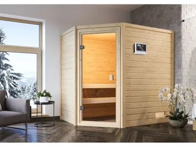 Sauna Massivholzsauna Jella, inkl. 9 kW Ofen mit externer Steuerung Produktbild #1