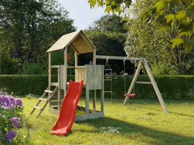 Spielturm Little Monkey KDI inkl. Rutsche rot Produktbild #1