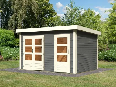 Gartenhaus Zweiraumhaus Schönbuch 1 38 mm terragrau Produktbild #1