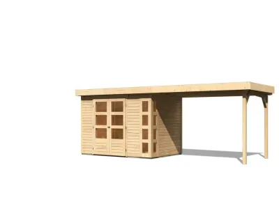 Gartenhaus SET Kerko 4 19 mm naturbelassen, inkl. 2,8 m Anbaudach Produktbild #6