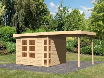 Gartenhaus SET Kerko 6 19 mm naturbelassen, inkl. 2,4 m Anbaudach Produktbild #2