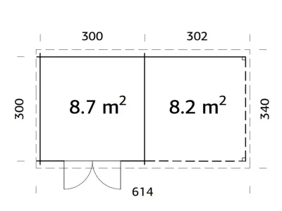 Gartenhaus Blockbohlenhaus Ella 8,7+8,2 m² 28 mm braun tauchimprägniert Produktbild #4