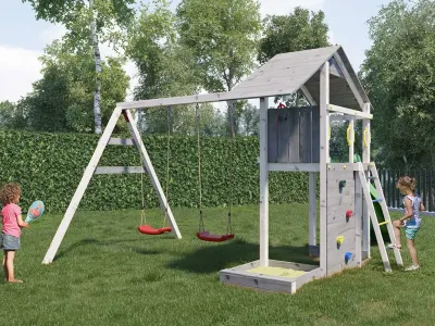 Spielturm Smart 2 grau-weiß inkl. Rutsche grün Produktbild #3