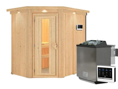 Sauna Systemsauna Carin mit Dachkranz, inkl. 9 kW Bio-Ofen mit externer Steuerung Produktbild #8