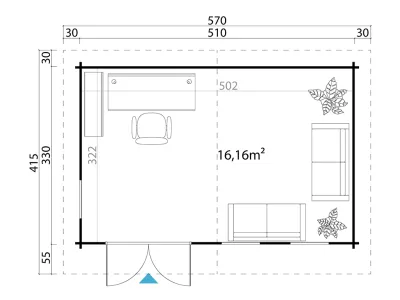 Gartenhaus Blockbohlenhaus Baruda 53 40 mm lichtgrau Produktbild #4