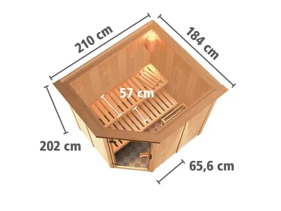 Sauna Systemsauna Siirin mit Dachkranz, inkl. 9 kW Ofen mit externer Steuerung Produktbild #9