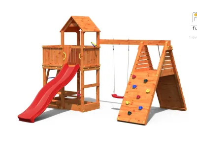 Spielturm Fluppi teakfarben inkl. Einzelschaukel + Rutsche Produktbild #5