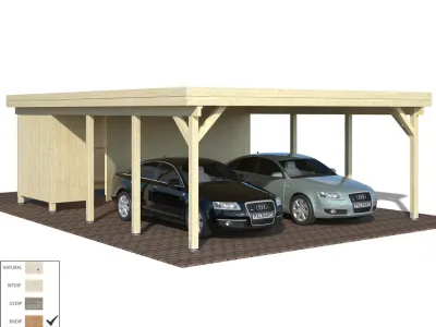 Geräteraum für Carport Karl 40,6 m² 19 mm braun tauchimprägniert Produktbild #1
