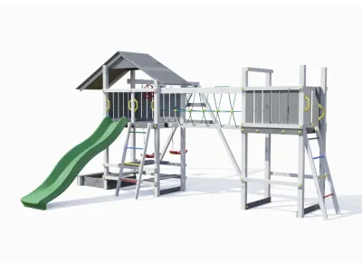 Spielturm Smart 1 Bridge grau-weiß inkl. Rutsche grün Produktbild #5